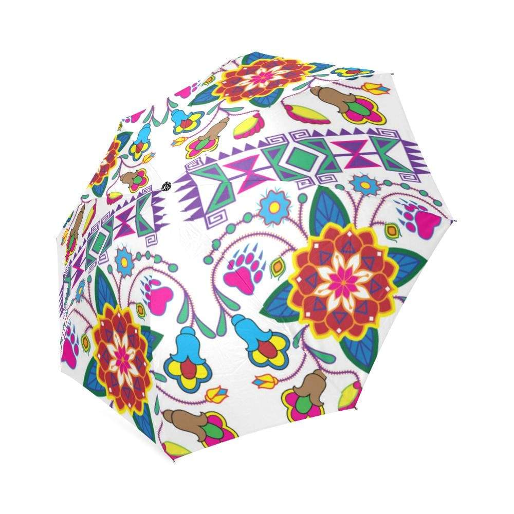 Geometric Floral Winter-White Foldable Umbrella Foldable Umbrella e-joyer 