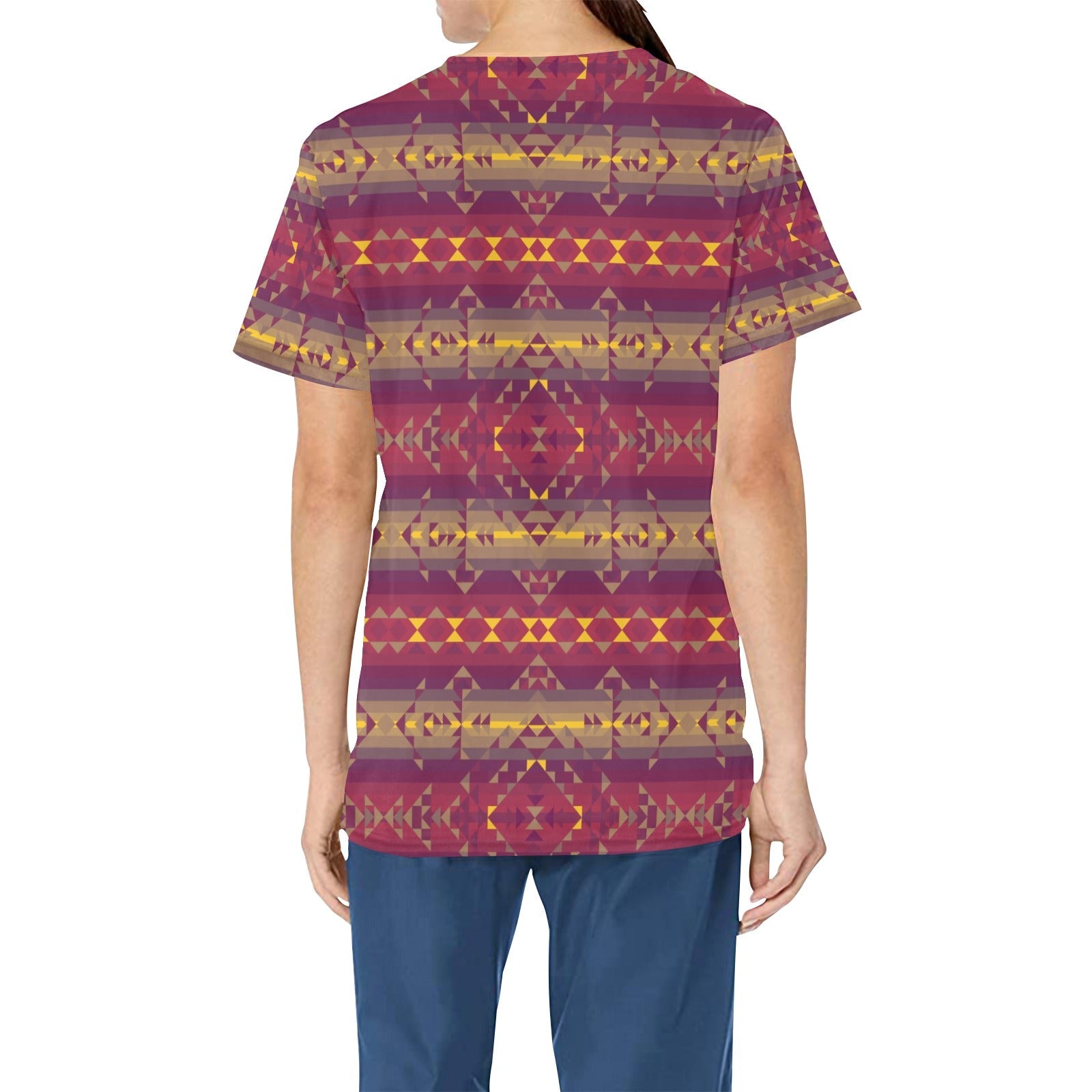 Gold Wool All Over Print Scrub Top Scrub Top e-joyer 