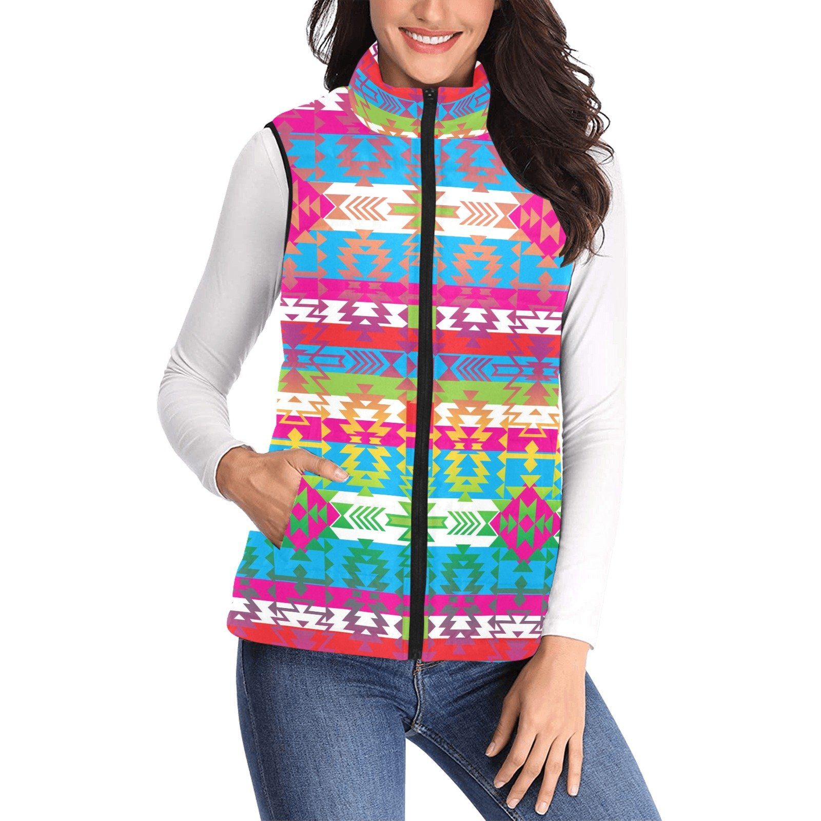 Grand Entry Women's Padded Vest Jacket (Model H44) Women's Padded Vest Jacket (H44) e-joyer 