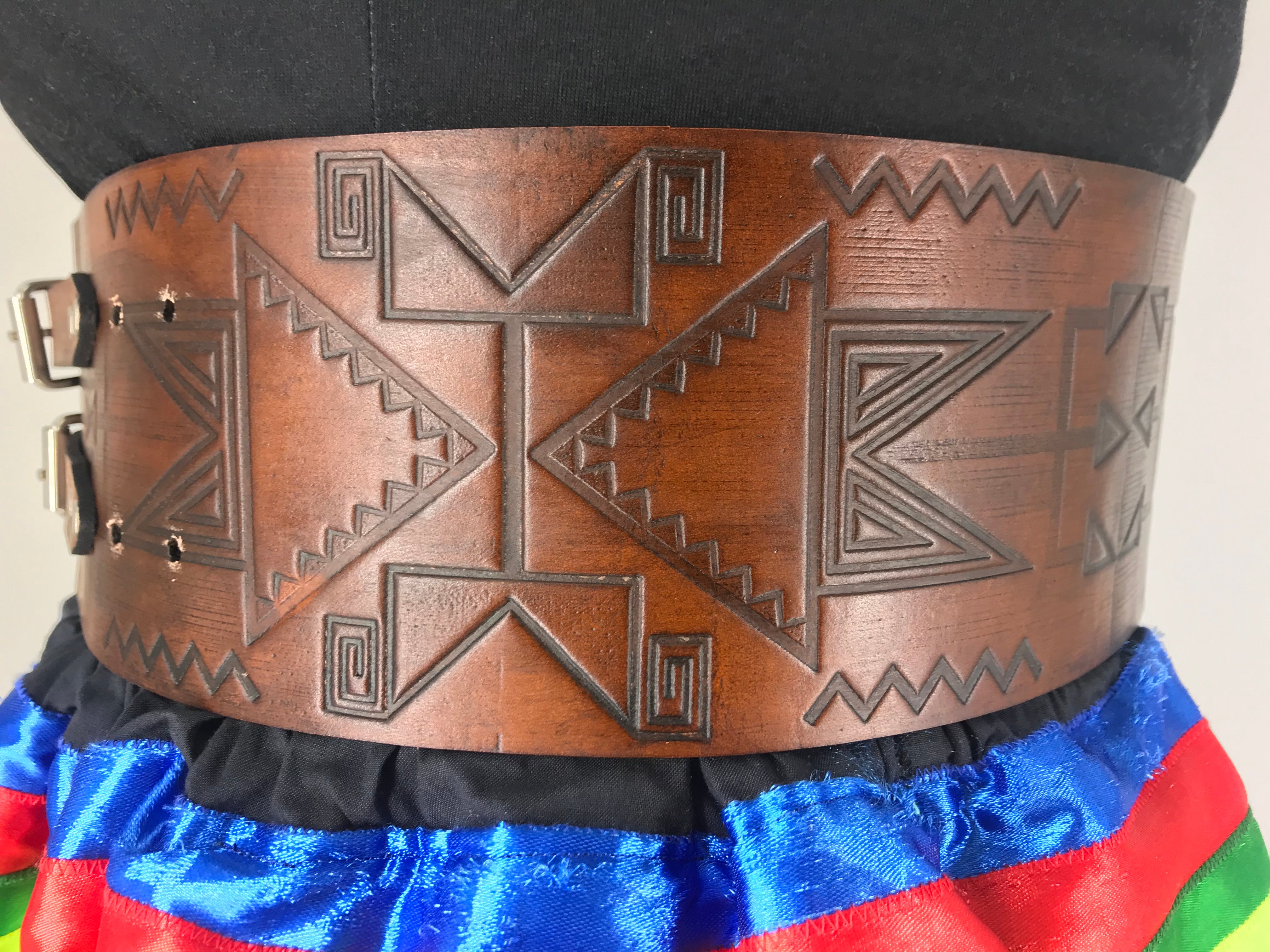 Geometric Winter Handmade Thick 4 Inch Leather Belt