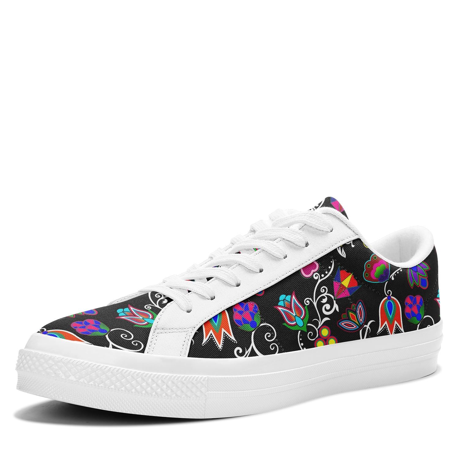 Indigenous Paisley Black Aapisi Low Top Canvas Shoes White Sole 49 Dzine 