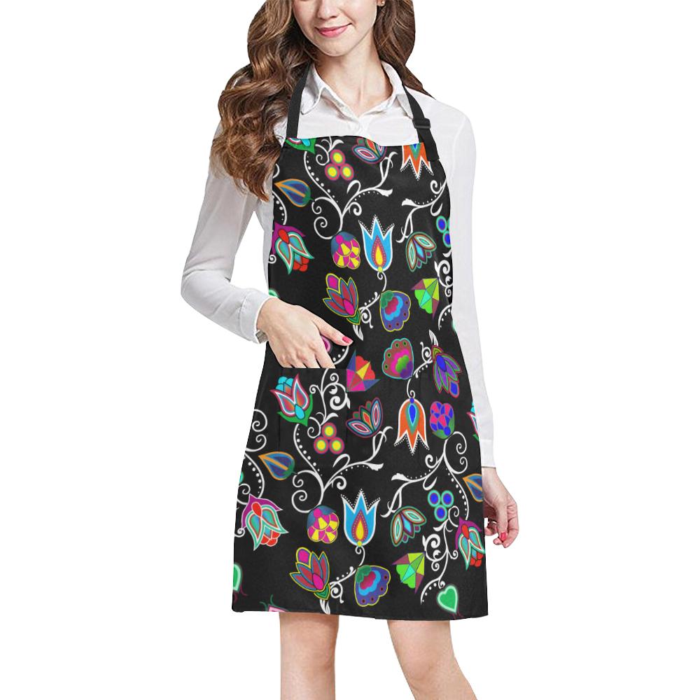 Indigenous Paisley Black All Over Print Apron All Over Print Apron e-joyer 
