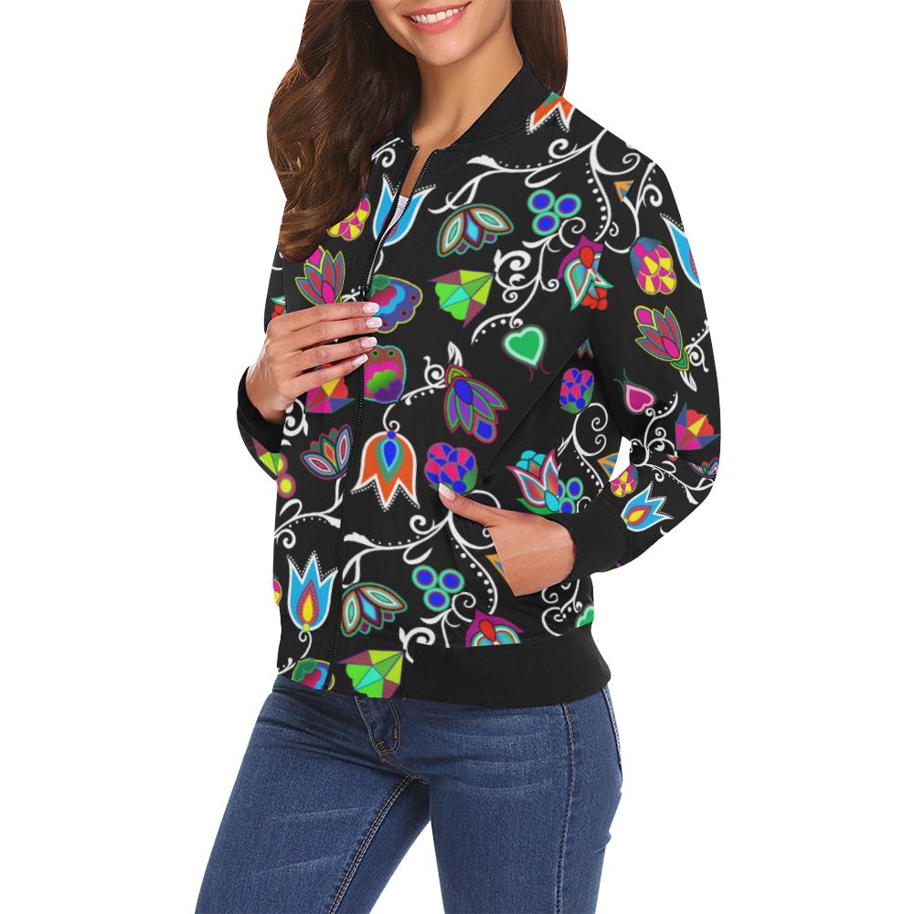 Black printed bomber jacket hotsell