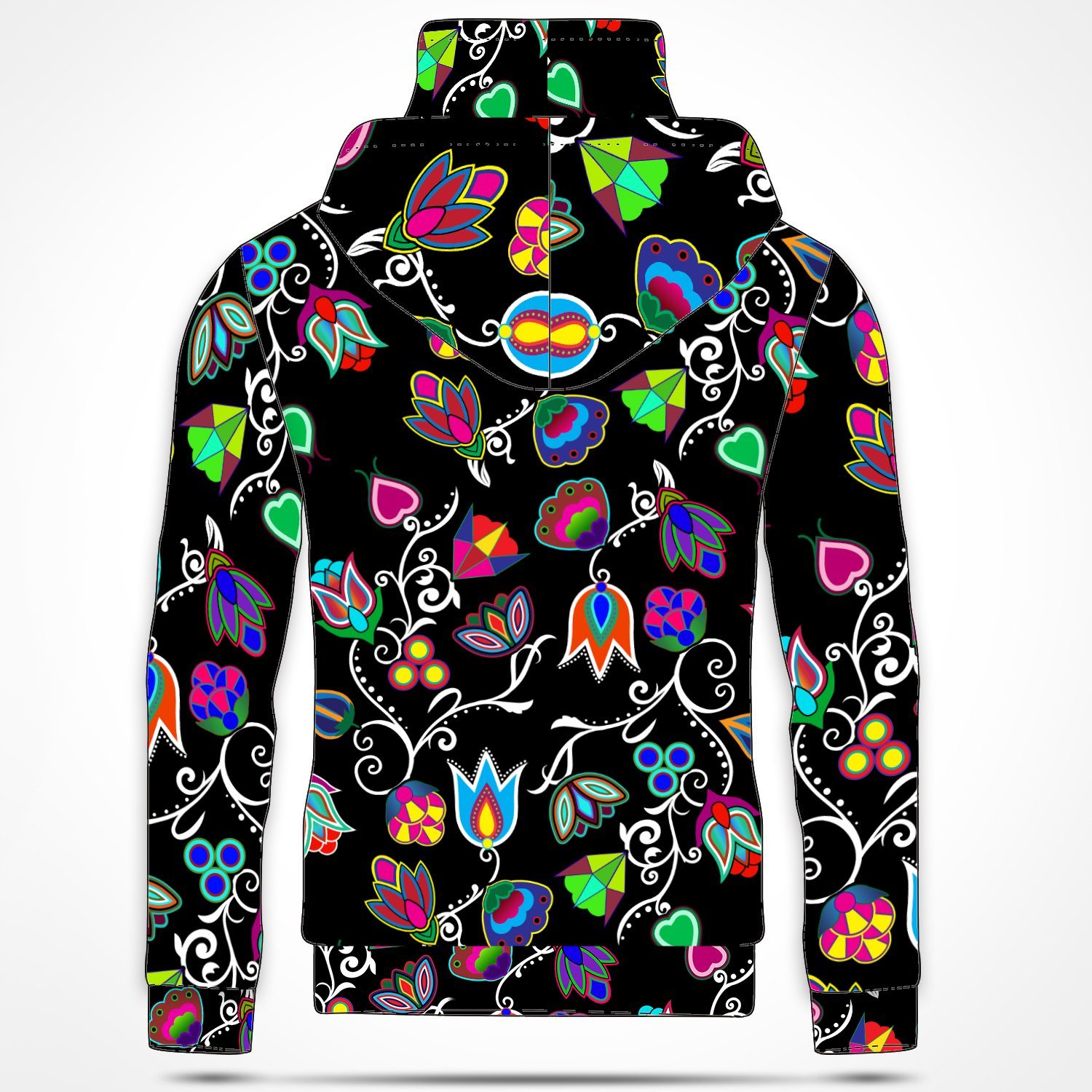 Indigenous Paisley Black Hoodie with Face Cover 49 Dzine 