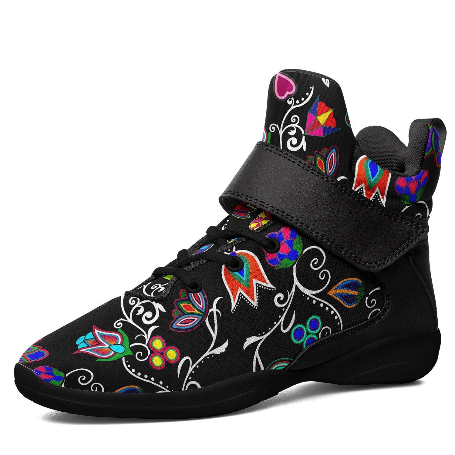 Indigenous Paisley Black Kid's Ipottaa Basketball / Sport High Top Shoes 49 Dzine US Child 12.5 / EUR 30 Black Sole with Black Strap 