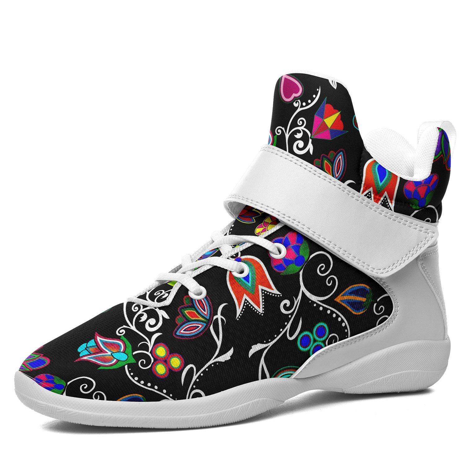 Indigenous Paisley Black Kid's Ipottaa Basketball / Sport High Top Shoes 49 Dzine US Child 12.5 / EUR 30 White Sole with White Strap 