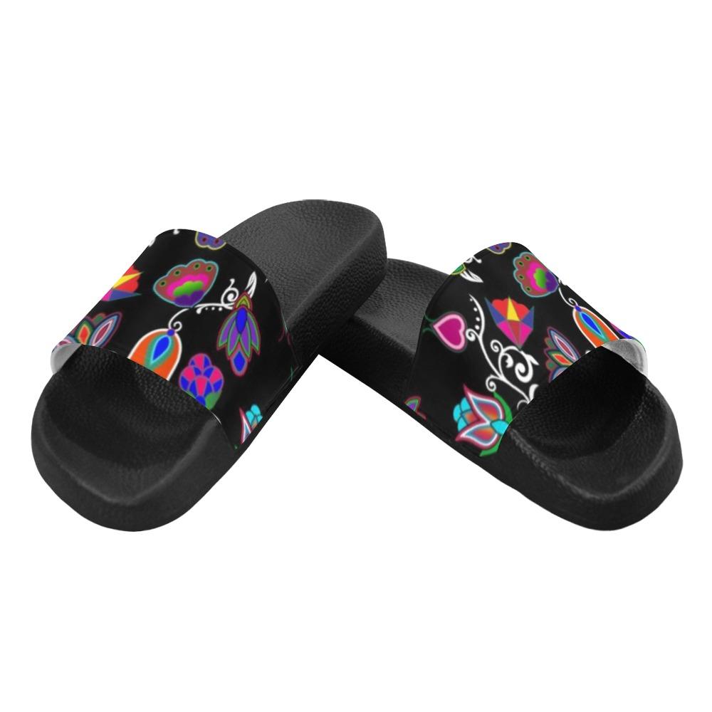 Indigenous Paisley Black Men's Slide Sandals (Model 057) Men's Slide Sandals (057) e-joyer 