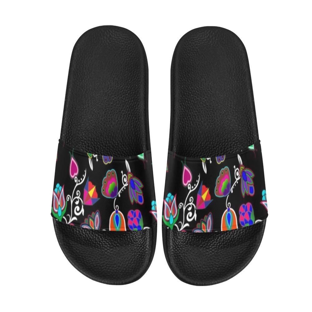 Indigenous Paisley Black Men's Slide Sandals (Model 057) Men's Slide Sandals (057) e-joyer 