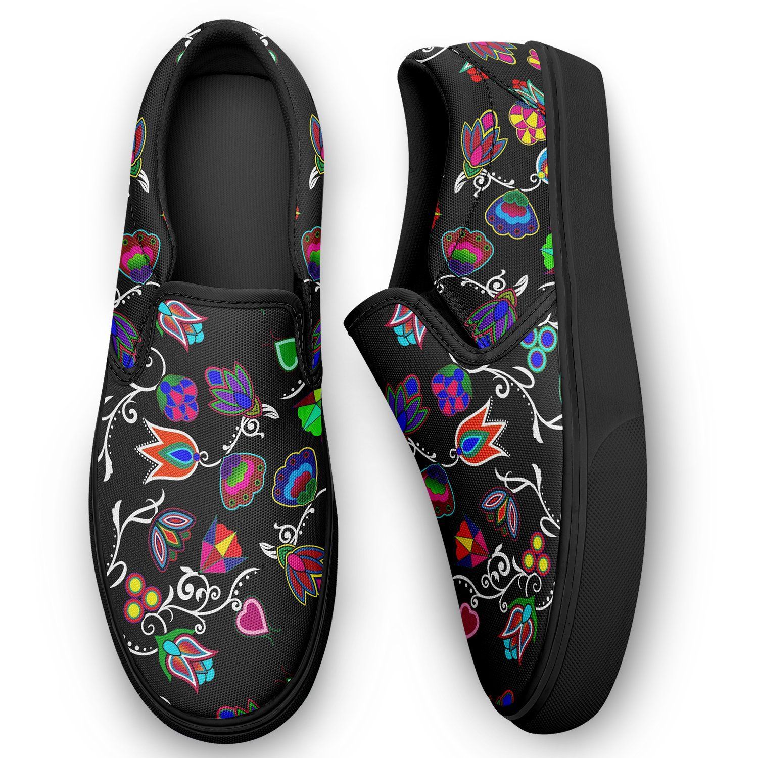 Indigenous Paisley Black Otoyimm Kid's Canvas Slip On Shoes 49 Dzine 