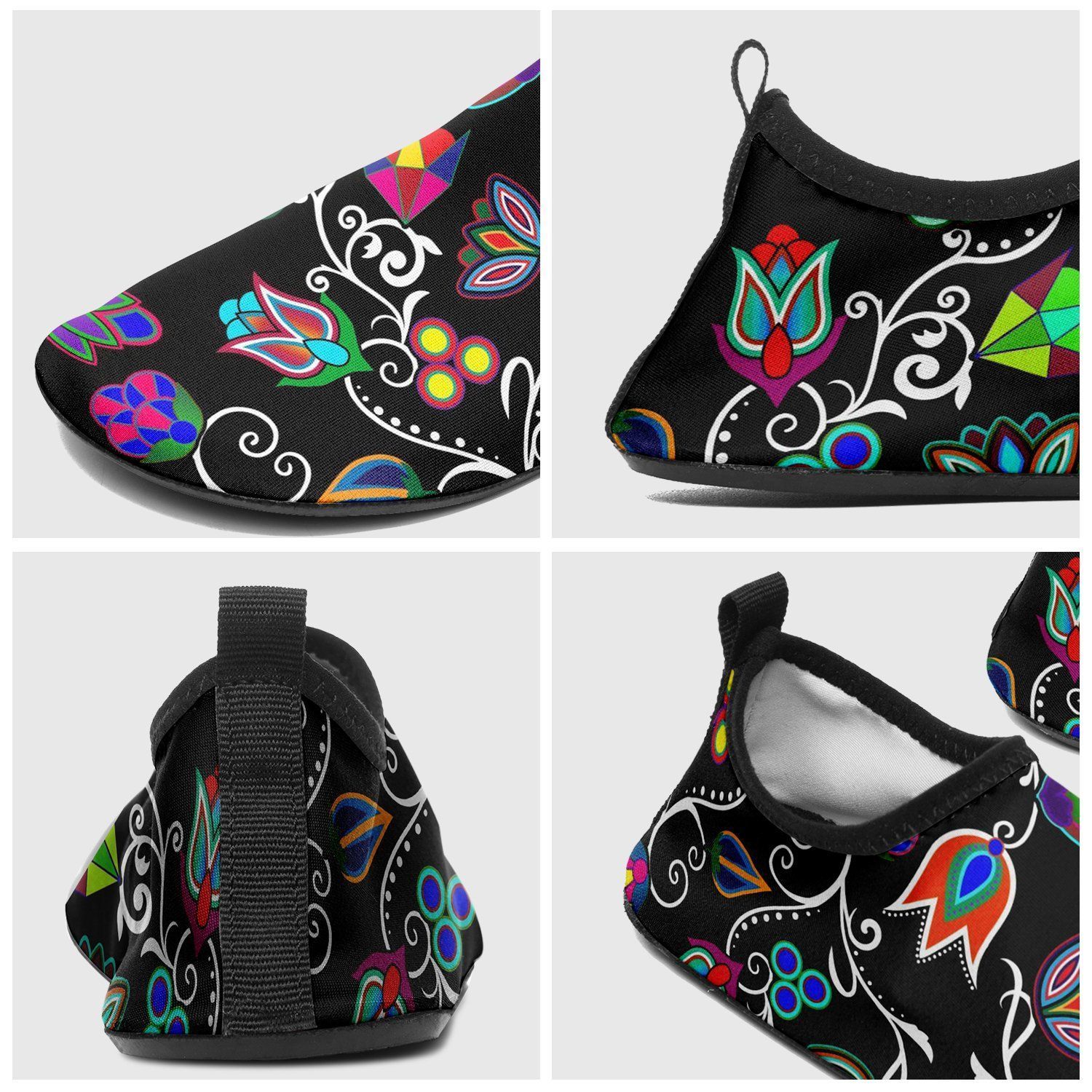 Indigenous Paisley Black Sockamoccs Kid's Slip On Shoes 49 Dzine 