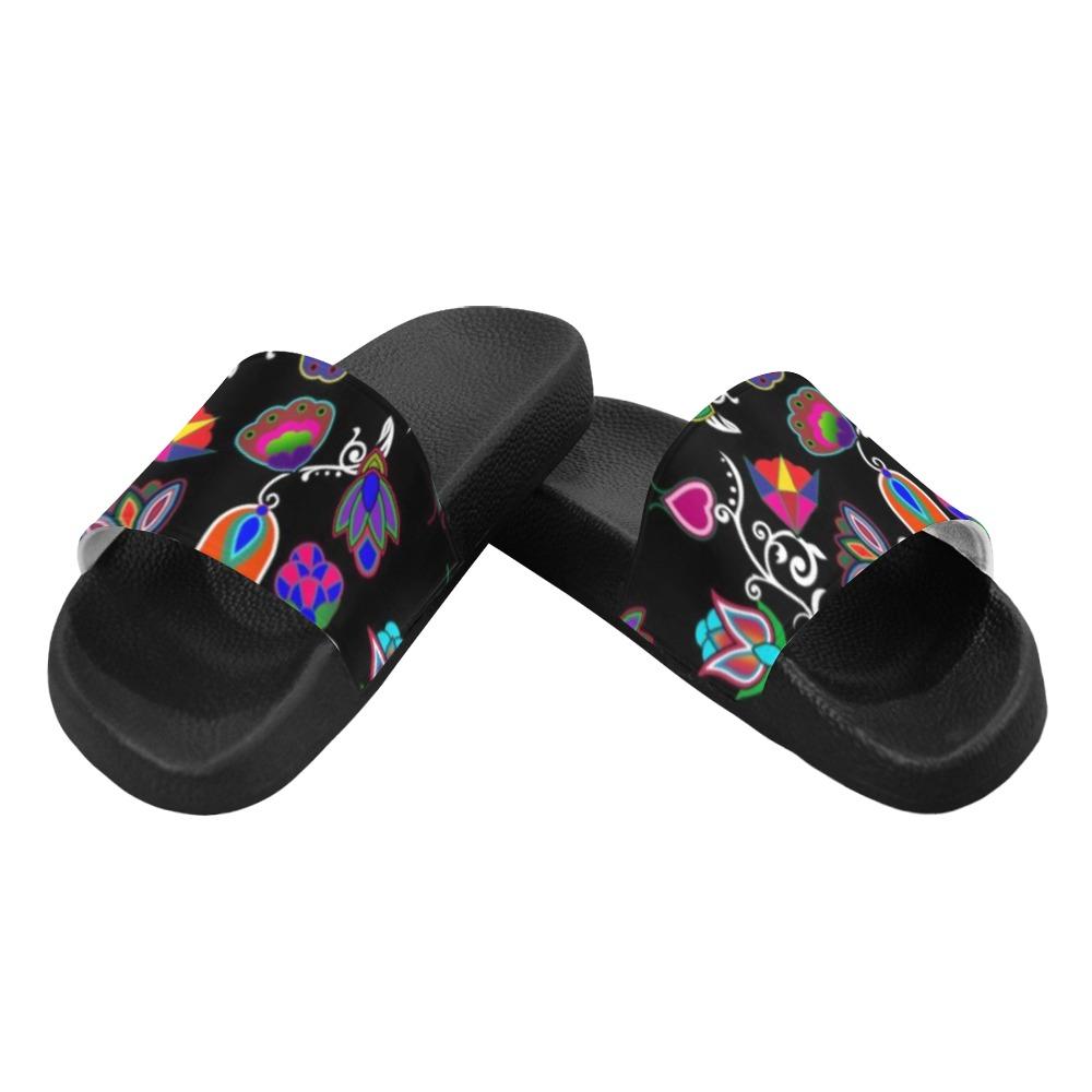Indigenous Paisley Black Women's Slide Sandals (Model 057) Women's Slide Sandals (057) e-joyer 