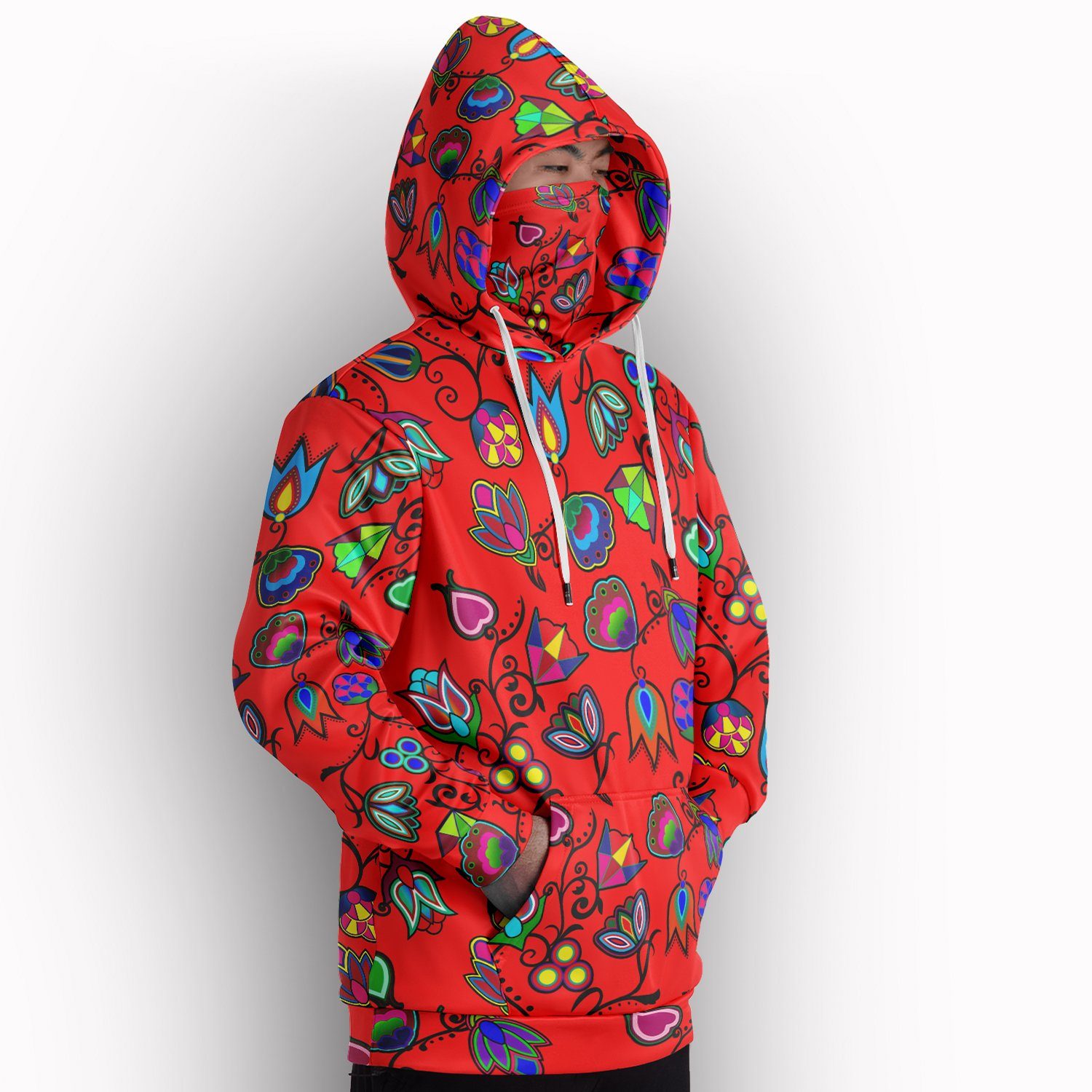 Indigenous Paisley Dahlia Hoodie with Face Cover 49 Dzine 