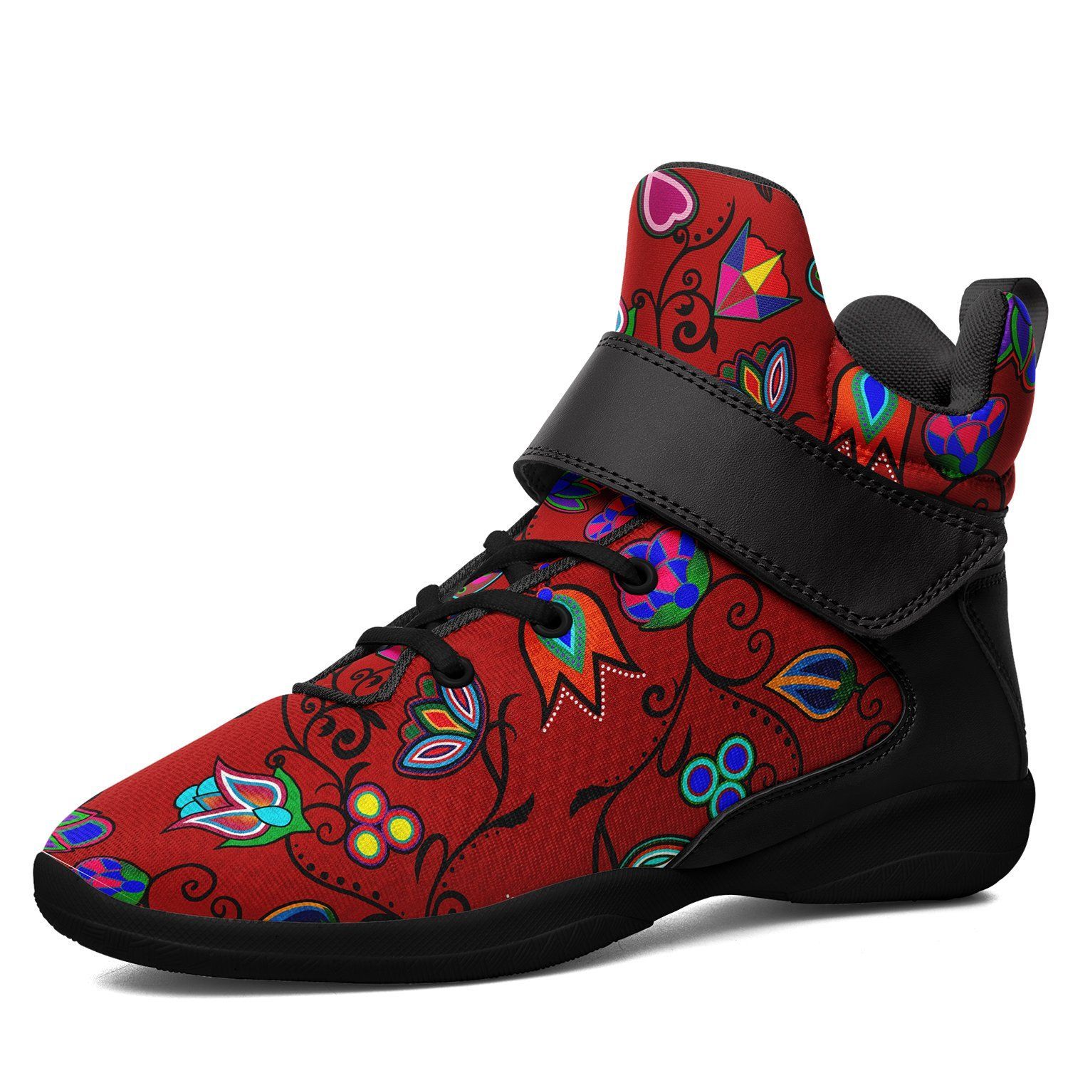 Indigenous Paisley Dahlia Kid's Ipottaa Basketball / Sport High Top Shoes 49 Dzine US Child 12.5 / EUR 30 Black Sole with Black Strap 