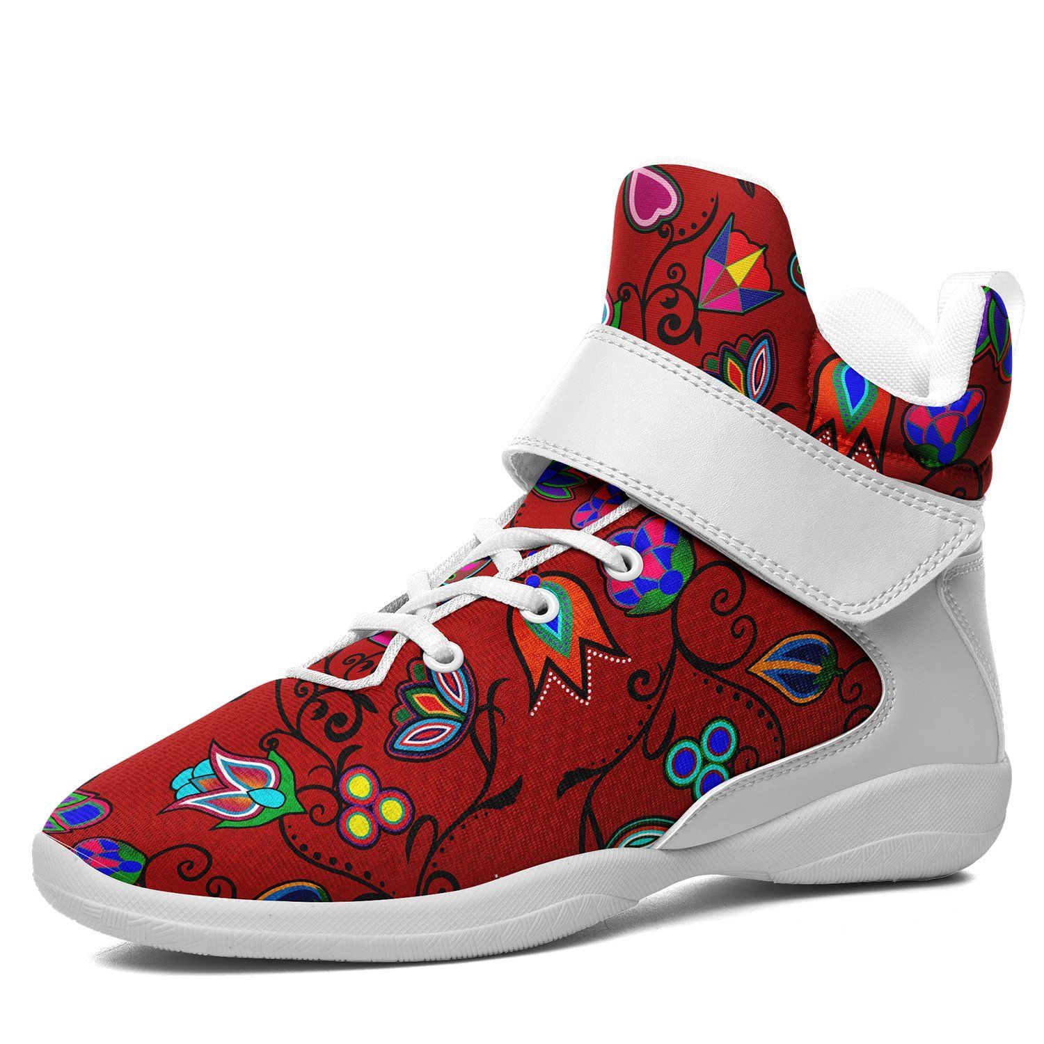 Indigenous Paisley Dahlia Kid's Ipottaa Basketball / Sport High Top Shoes 49 Dzine US Child 12.5 / EUR 30 White Sole with White Strap 