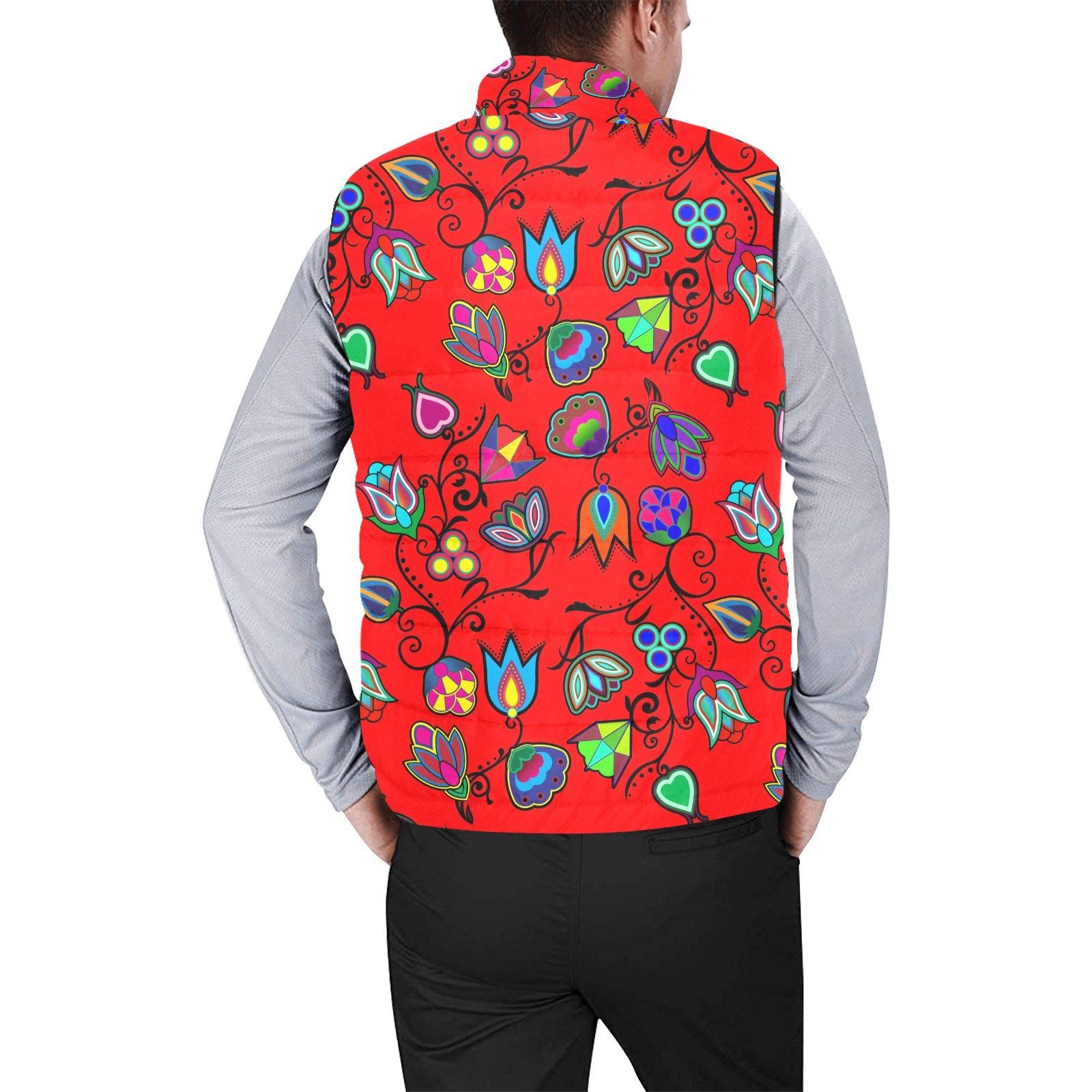 Indigenous Paisley Dahlia Men's Padded Vest Jacket (Model H44) Men's Padded Vest Jacket (H44) e-joyer 