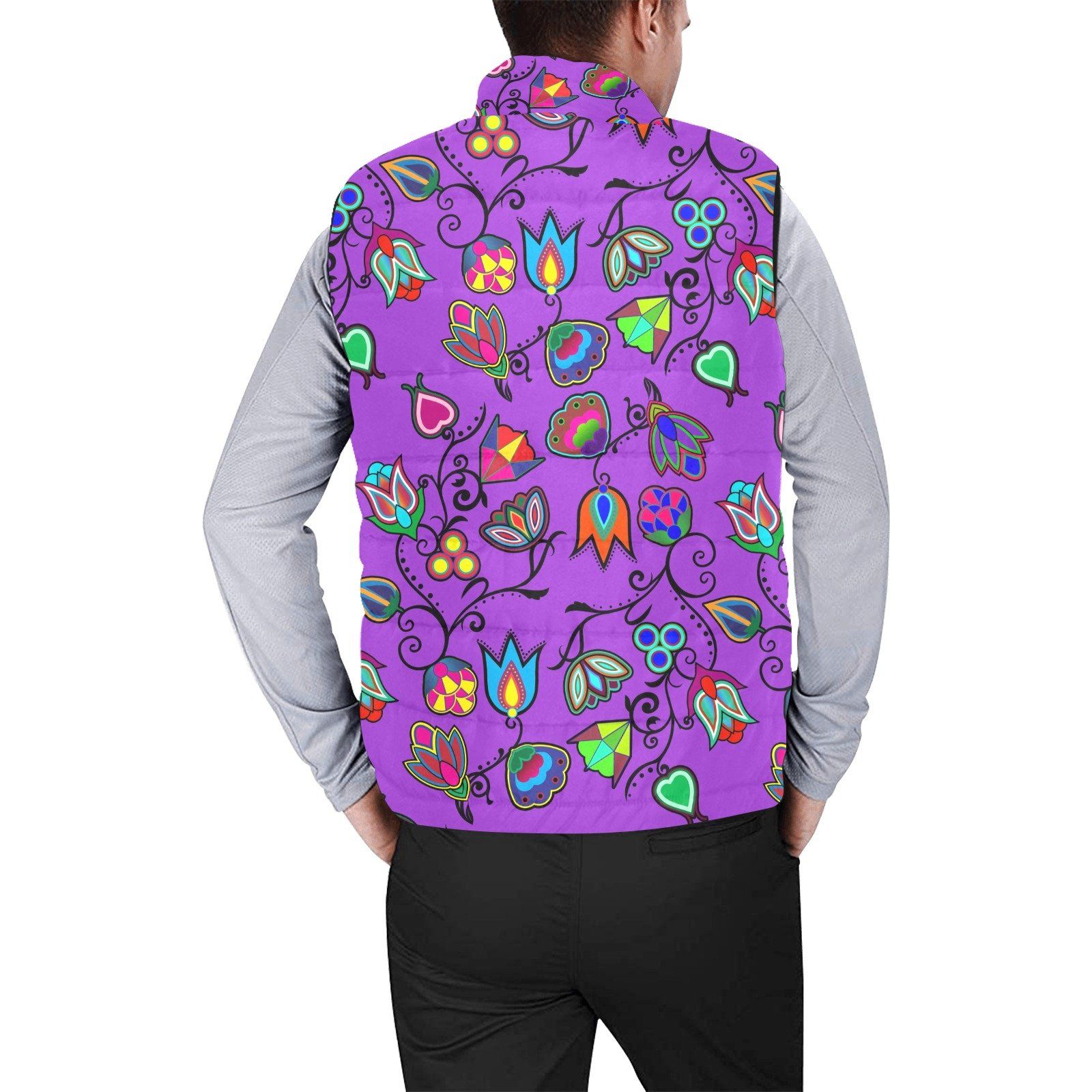 Indigenous Paisley Dark Orchid Men's Padded Vest Jacket (Model H44) Men's Padded Vest Jacket (H44) e-joyer 