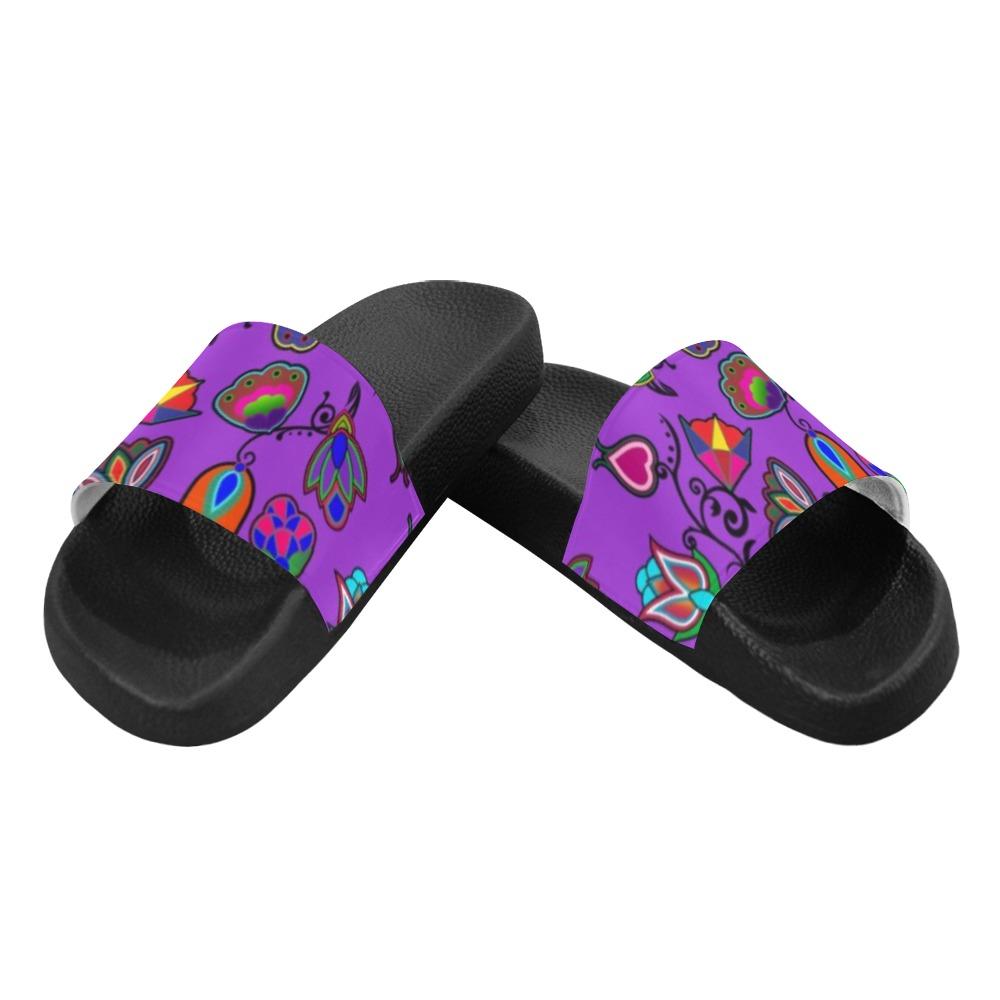 Indigenous Paisley Dark Orchid Men's Slide Sandals (Model 057) Men's Slide Sandals (057) e-joyer 