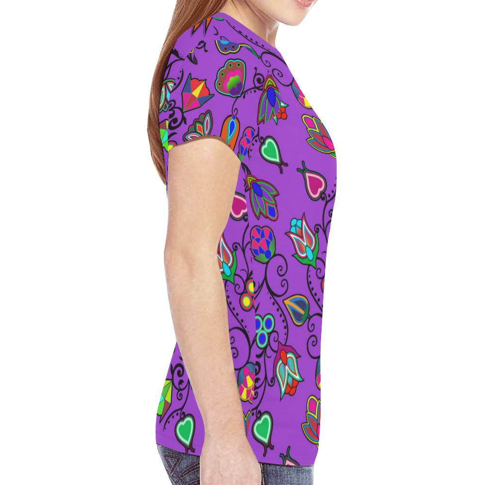 Indigenous Paisley - Dark Orchid New All Over Print T-shirt for Women (Model T45) New All Over Print T-shirt for Women (T45) e-joyer 