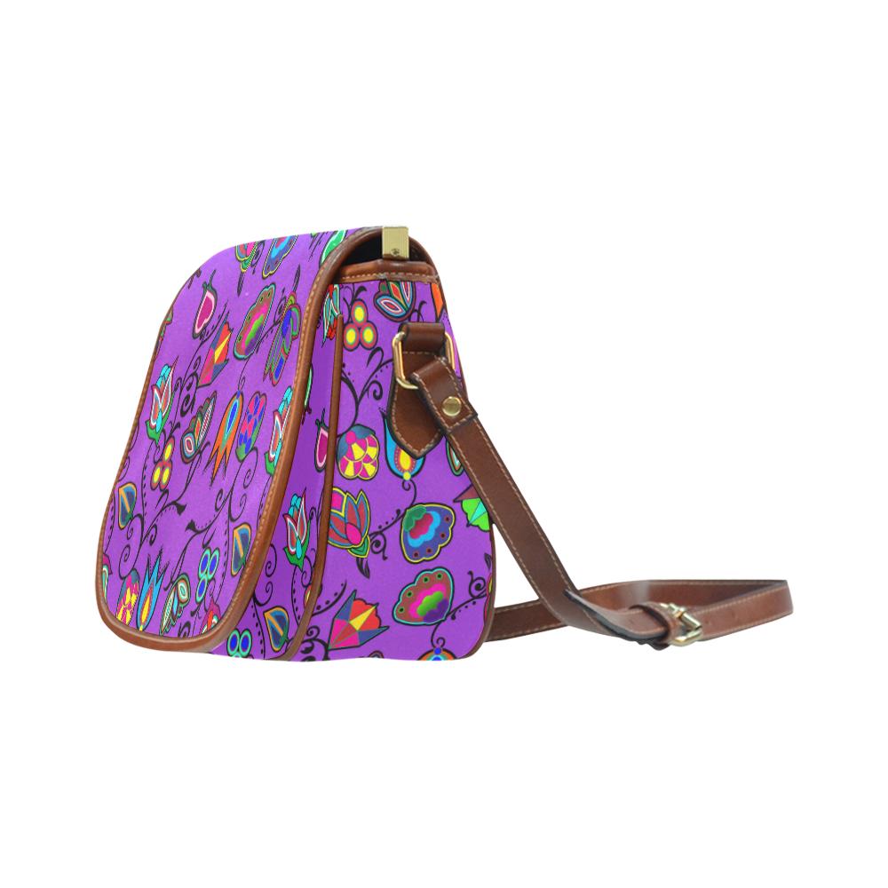 Indigenous Paisley - Dark Orchid Saddle Bag/Large (Model 1649) Saddle Bag/Large e-joyer 