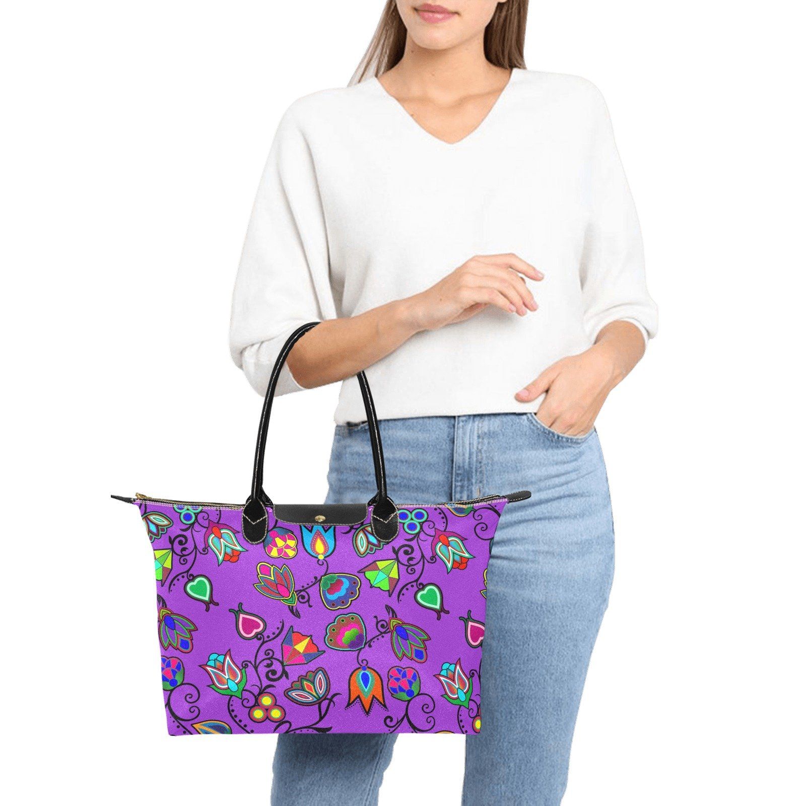 Indigenous Paisley Dark Orchid Single-Shoulder Lady Handbag (Model 1714) bag e-joyer 