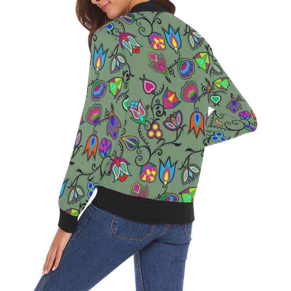 Indigenous Paisley - Dark Sea All Over Print Bomber Jacket for Women (Model H19) All Over Print Bomber Jacket for Women (H19) e-joyer 