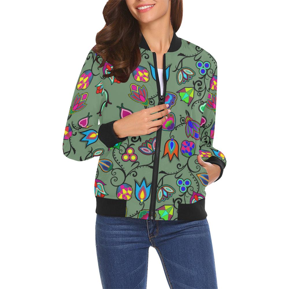 Indigenous Paisley - Dark Sea All Over Print Bomber Jacket for Women (Model H19) All Over Print Bomber Jacket for Women (H19) e-joyer 