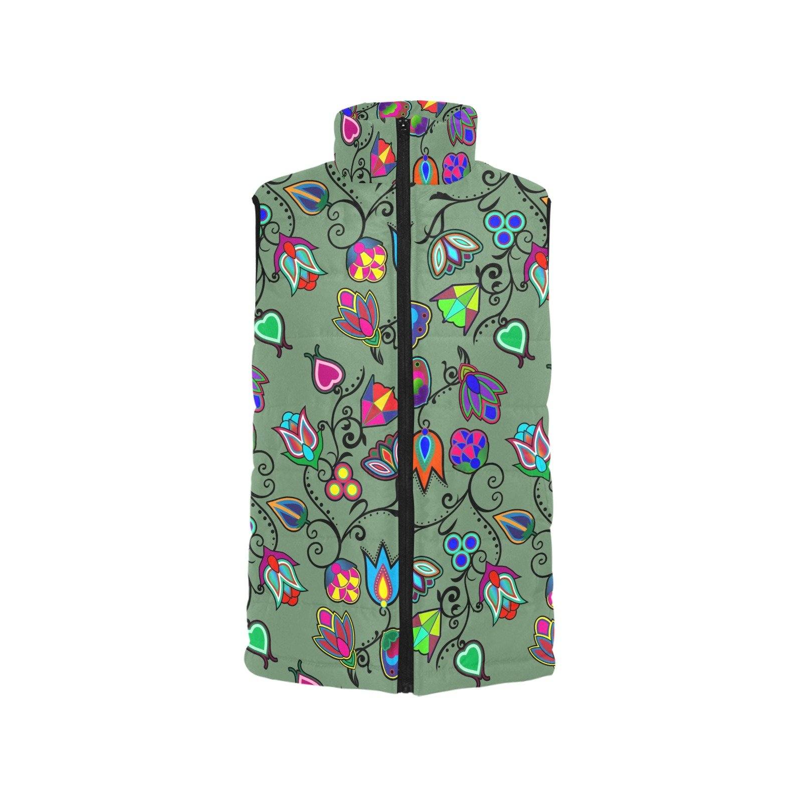 Indigenous Paisley Dark Sea Women's Padded Vest Jacket (Model H44) Women's Padded Vest Jacket (H44) e-joyer 