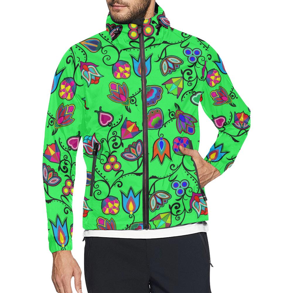 Indigenous Paisley - Green Unisex All Over Print Windbreaker (Model H23) All Over Print Windbreaker for Men (H23) e-joyer 