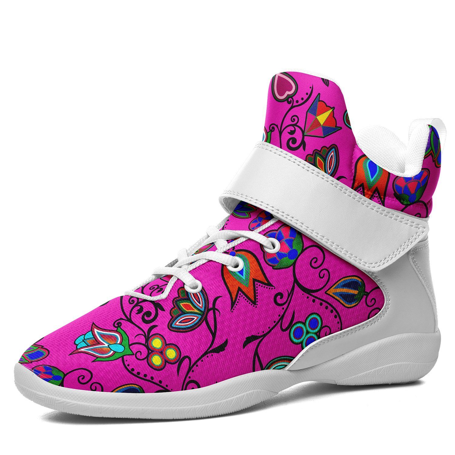 Indigenous Paisley Kid's Ipottaa Basketball / Sport High Top Shoes 49 Dzine US Child 12.5 / EUR 30 White Sole with White Strap 