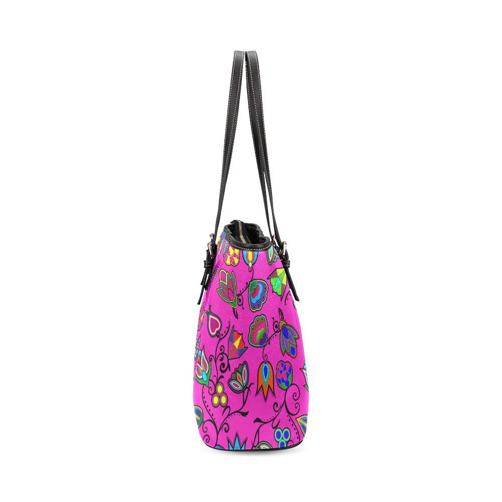 Indigenous Paisley Leather Tote Bag/Large (Model 1640) Leather Tote Bag (1640) e-joyer 