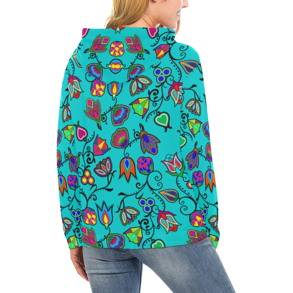 Indigenous Paisley - Sky All Over Print Hoodie for Women (USA Size) (Model H13) Hoodie e-joyer 
