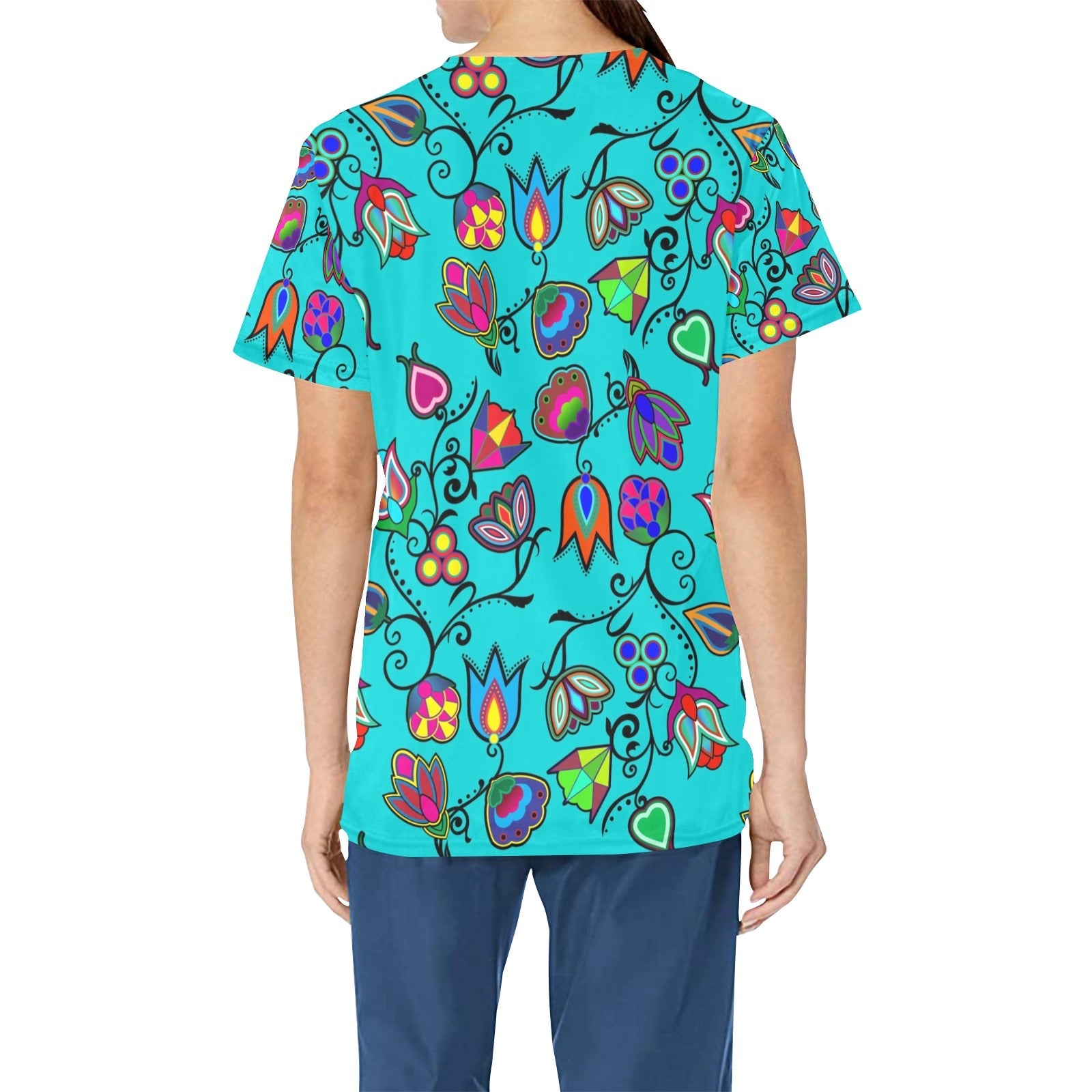 Indigenous Paisley Sky All Over Print Scrub Top Scrub Top e-joyer 