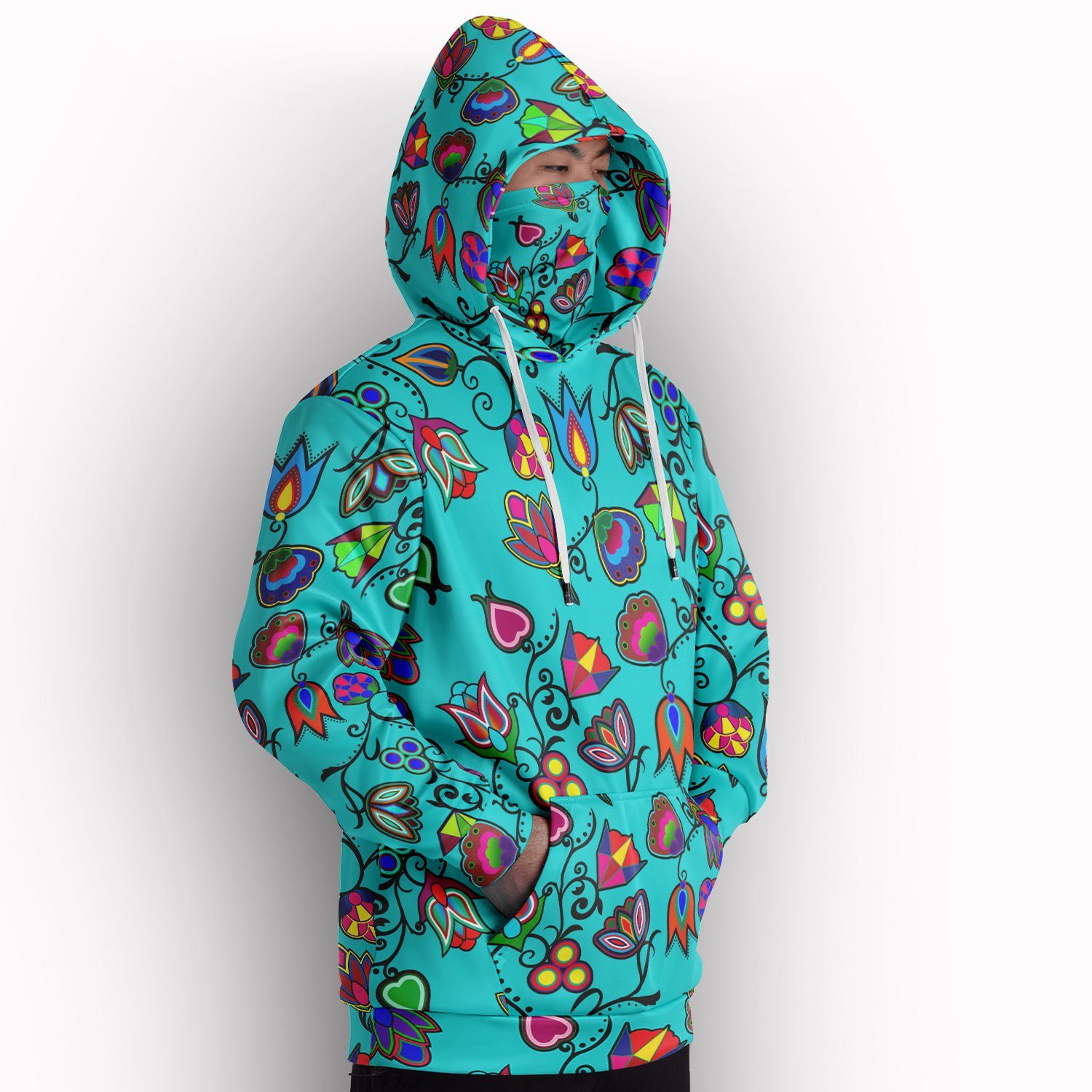 Indigenous Paisley Sky Hoodie with Face Cover 49 Dzine 