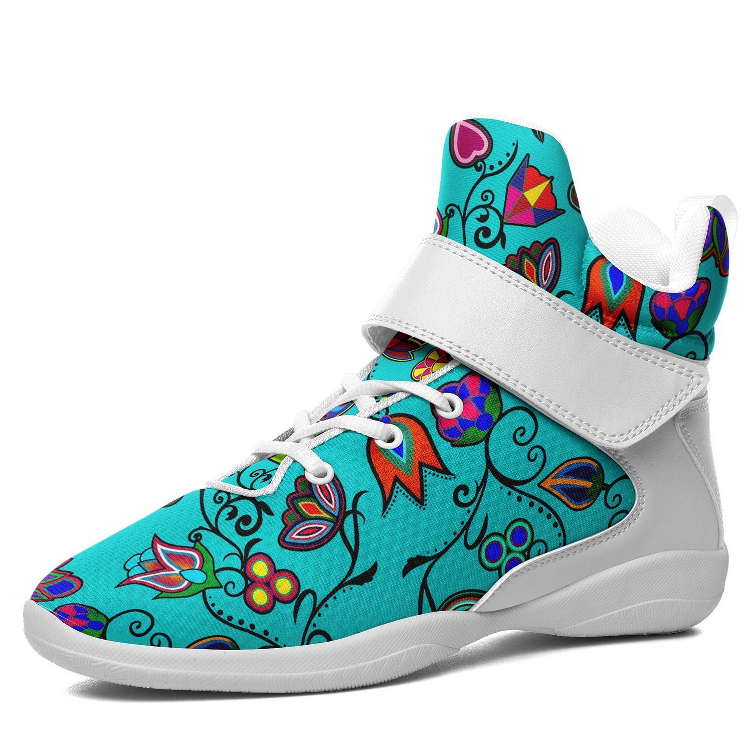 Indigenous Paisley Sky Ipottaa Basketball / Sport High Top Shoes - White Sole 49 Dzine US Women 8.5 / US Men 7 / EUR 40 White Sole with White Strap 