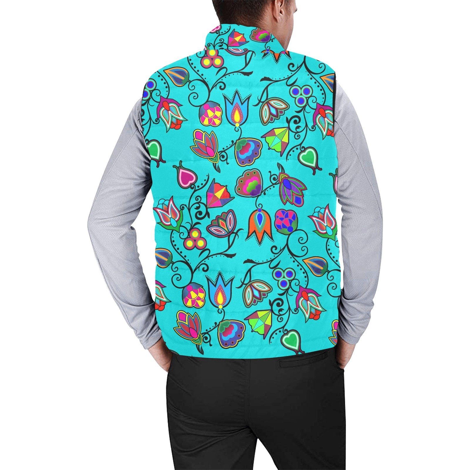 Indigenous Paisley Sky Men's Padded Vest Jacket (Model H44) Men's Padded Vest Jacket (H44) e-joyer 