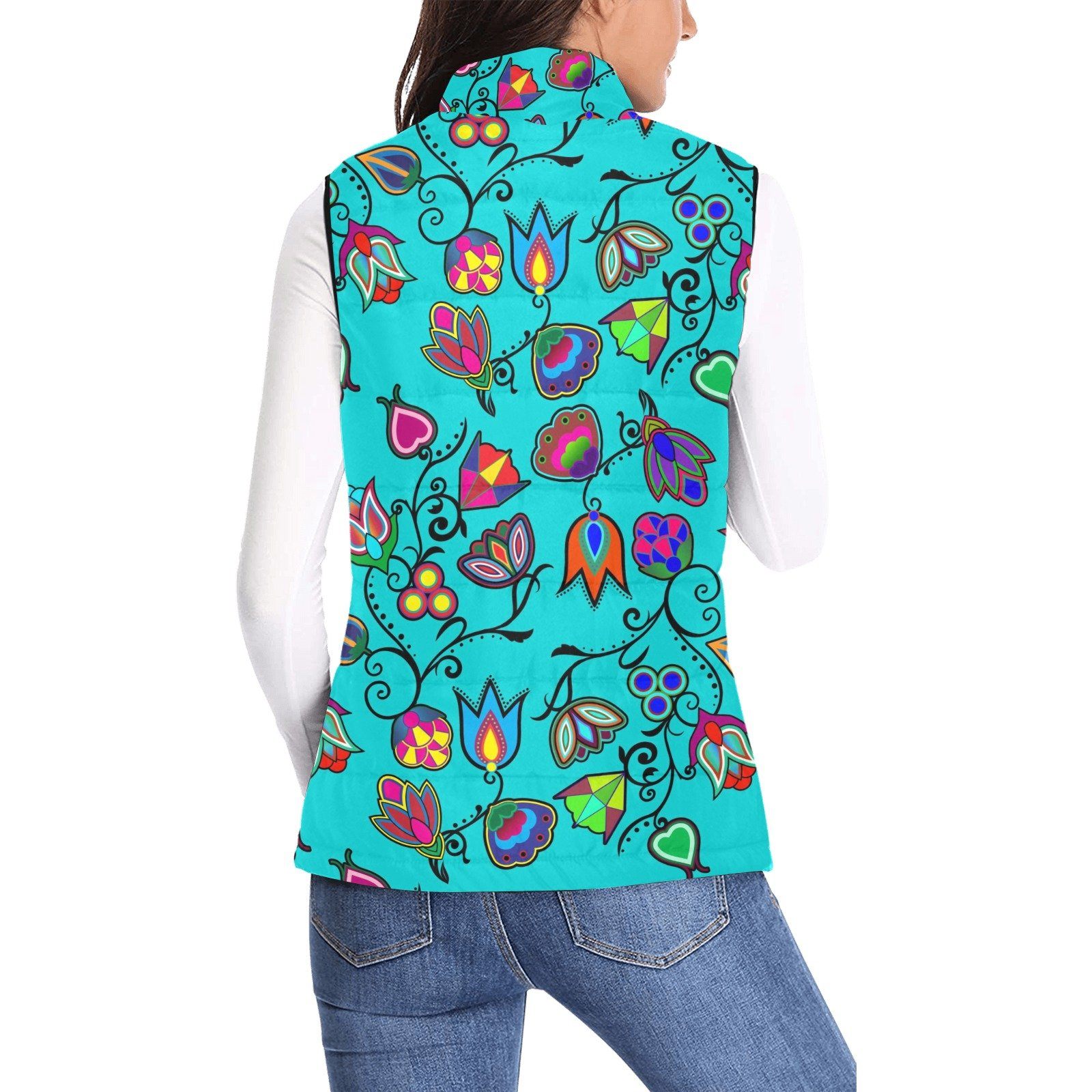 Indigenous Paisley Sky Women's Padded Vest Jacket (Model H44) Women's Padded Vest Jacket (H44) e-joyer 