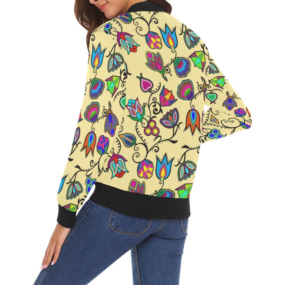 Indigenous Paisley - Vanilla All Over Print Bomber Jacket for Women (Model H19) All Over Print Bomber Jacket for Women (H19) e-joyer 