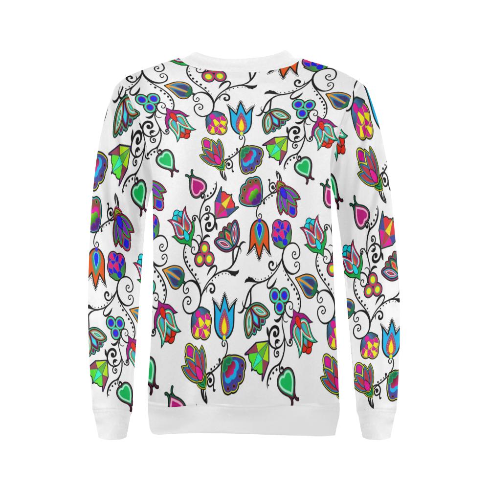 Indigenous Paisley White All Over Print Crewneck Sweatshirt for Women (Model H18) Crewneck Sweatshirt for Women (H18) e-joyer 