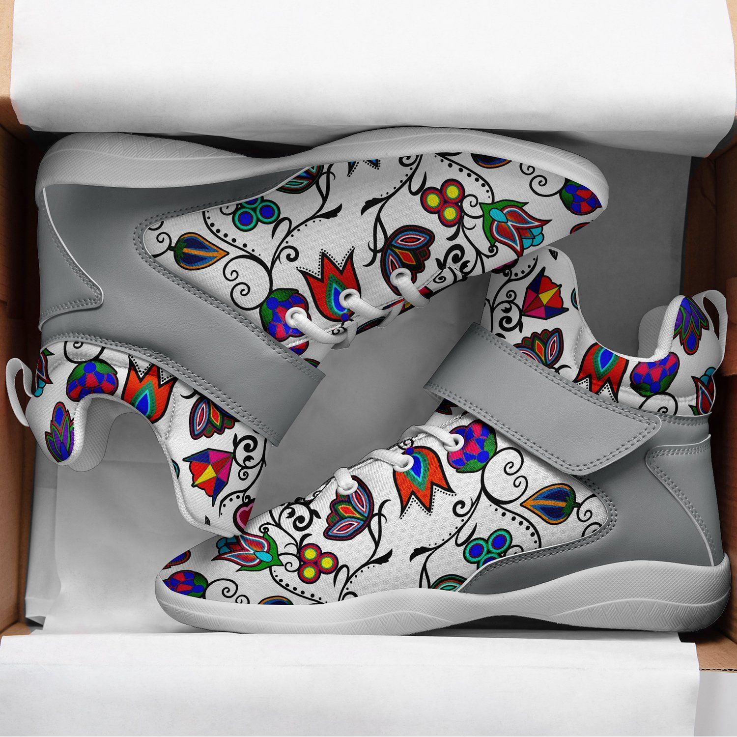 Indigenous Paisley White Ipottaa Basketball / Sport High Top Shoes - White Sole 49 Dzine 