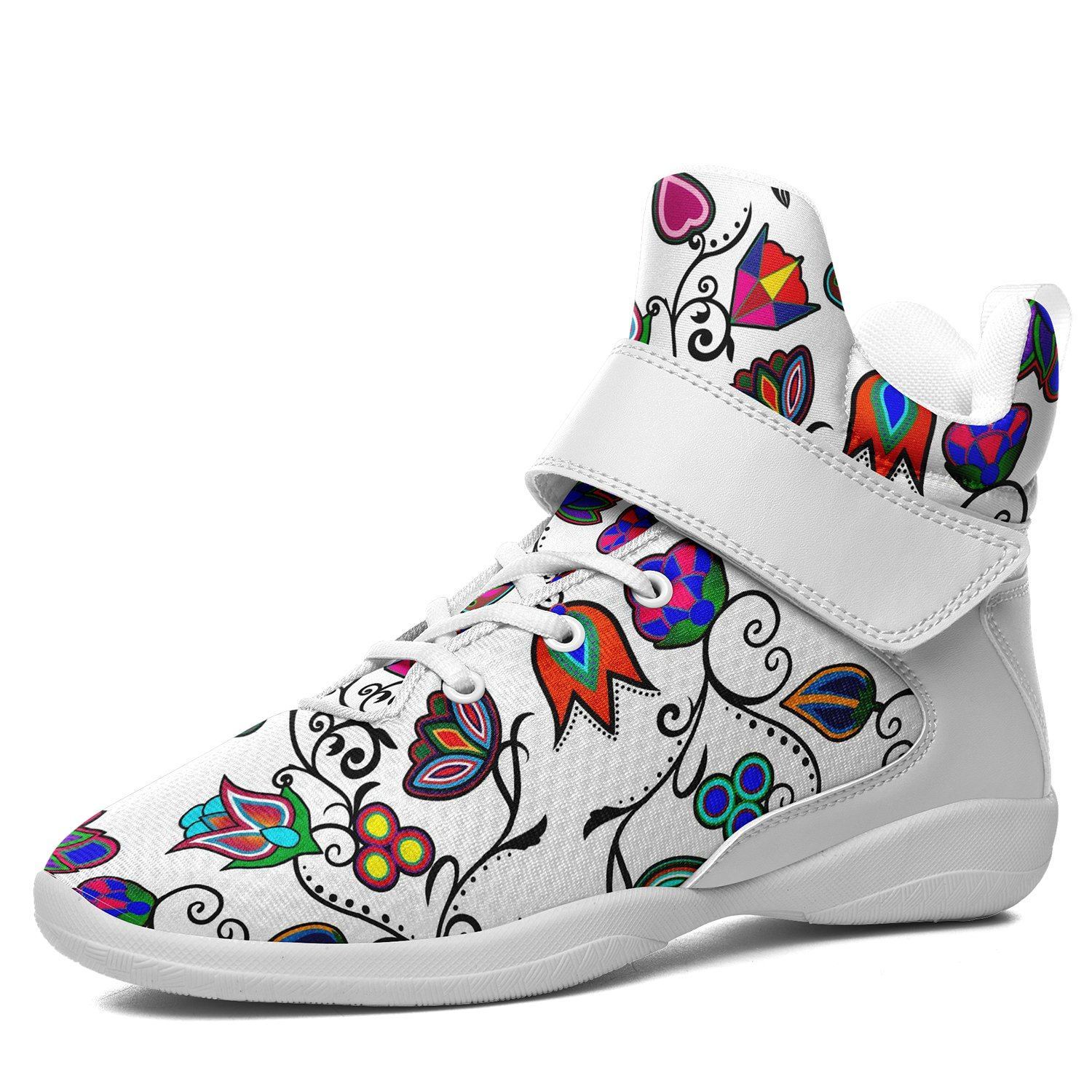 Indigenous Paisley White Kid's Ipottaa Basketball / Sport High Top Shoes 49 Dzine US Child 12.5 / EUR 30 White Sole with White Strap 