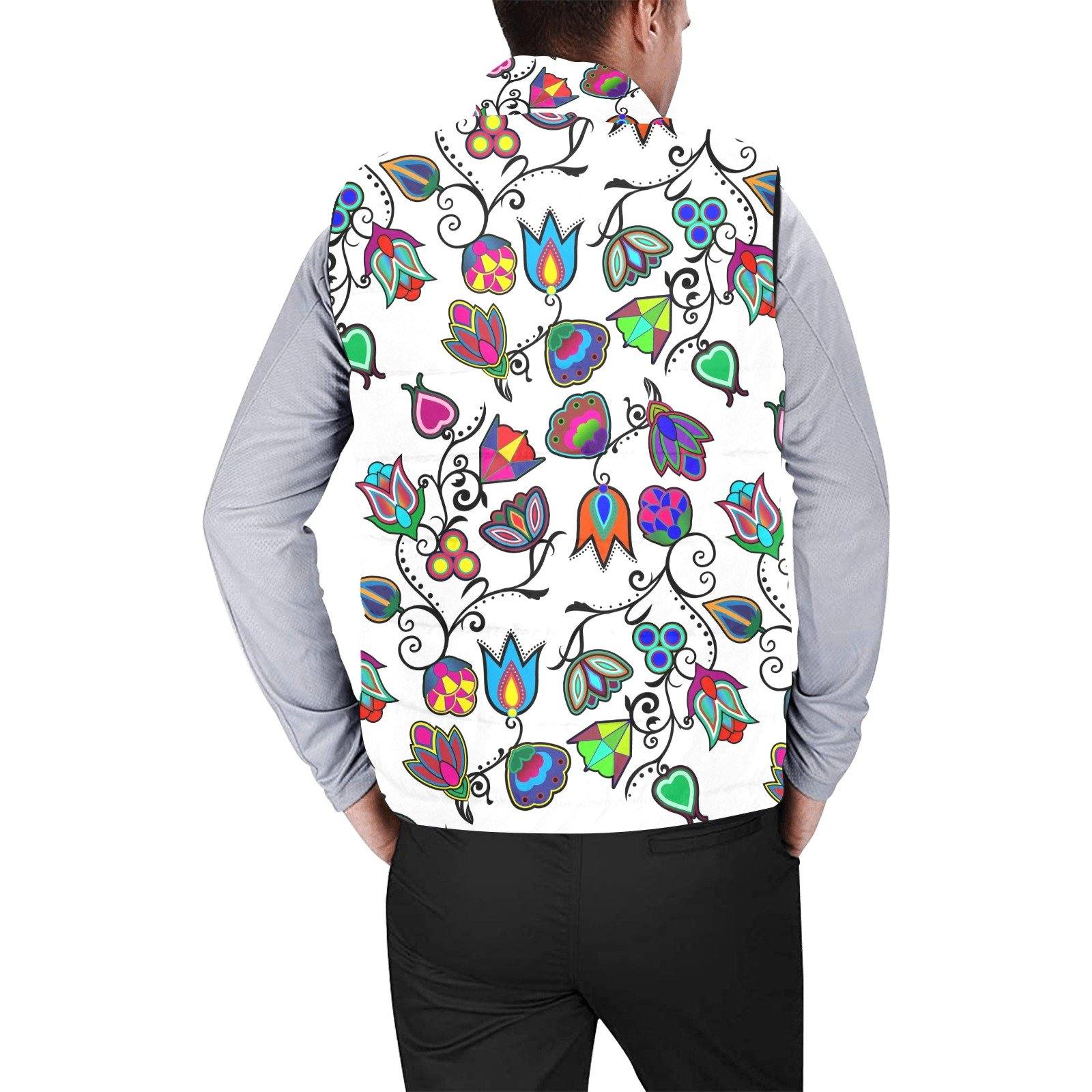 Indigenous Paisley White Men's Padded Vest Jacket (Model H44) Men's Padded Vest Jacket (H44) e-joyer 