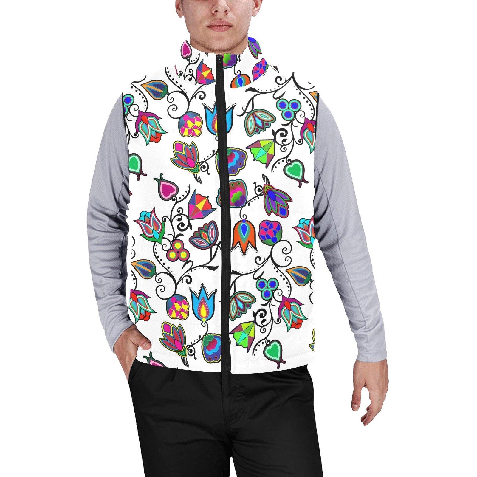 Indigenous Paisley White Men's Padded Vest Jacket (Model H44) Men's Padded Vest Jacket (H44) e-joyer 