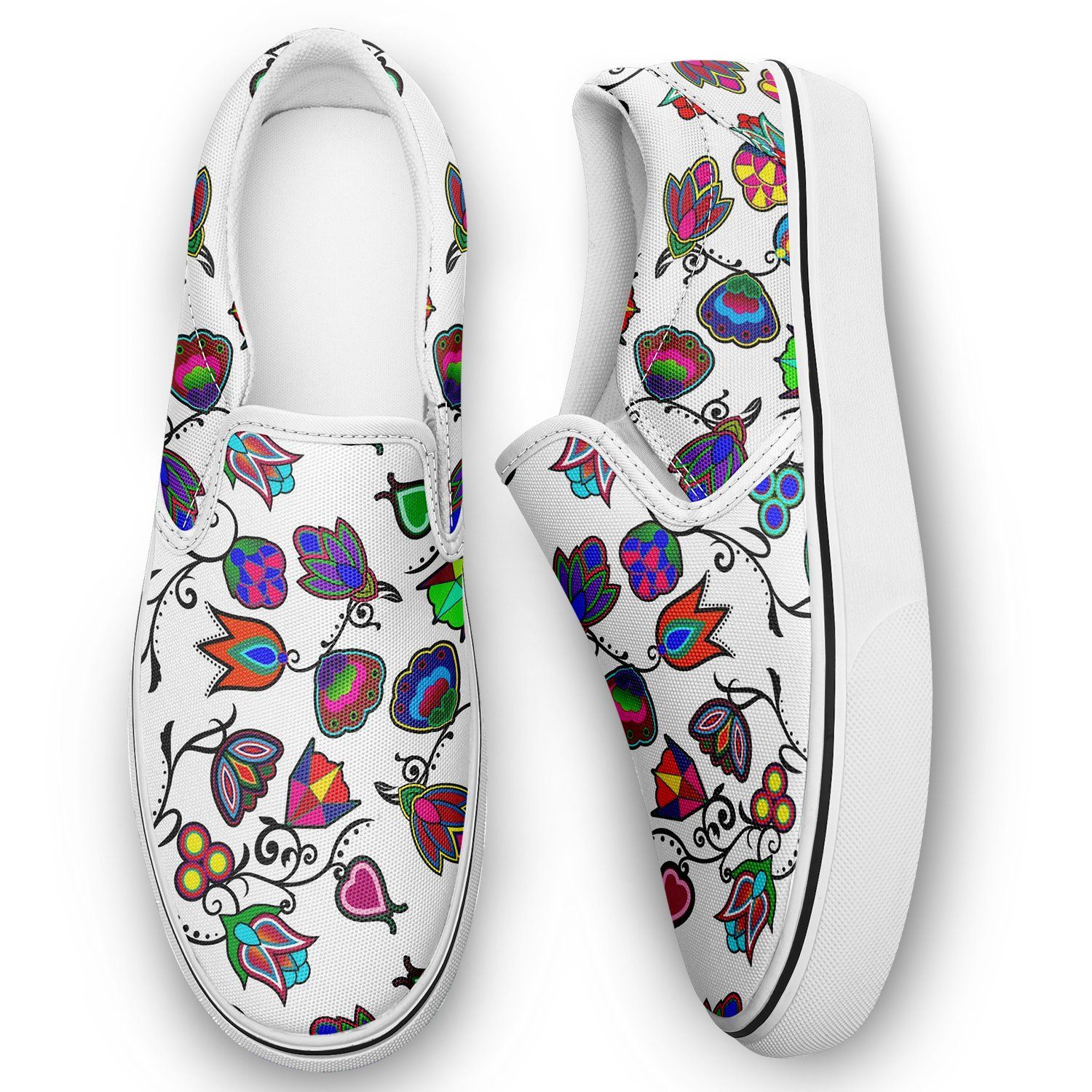 Indigenous Paisley White Otoyimm Kid's Canvas Slip On Shoes 49 Dzine 