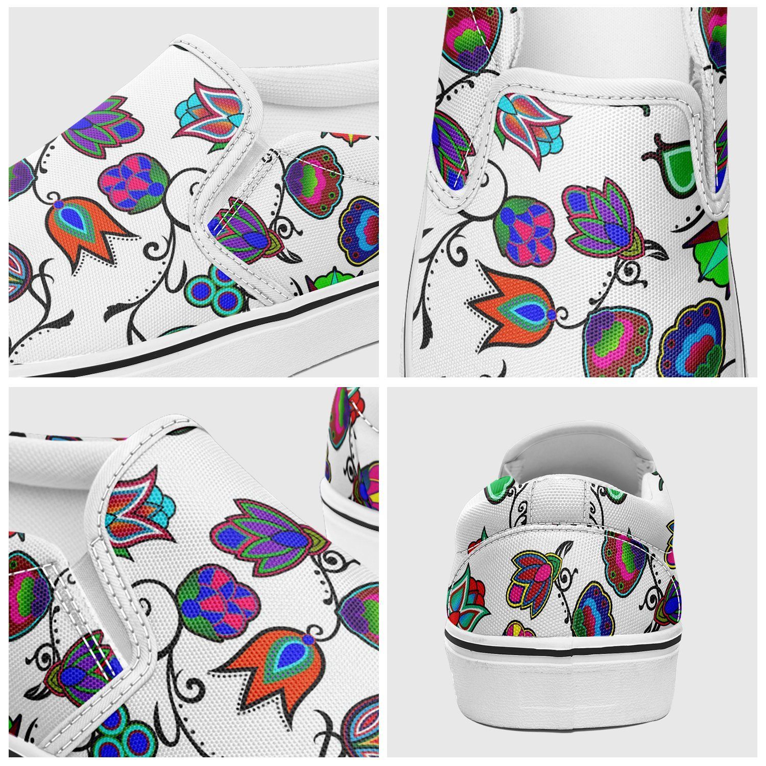 Indigenous Paisley White Otoyimm Kid's Canvas Slip On Shoes 49 Dzine 