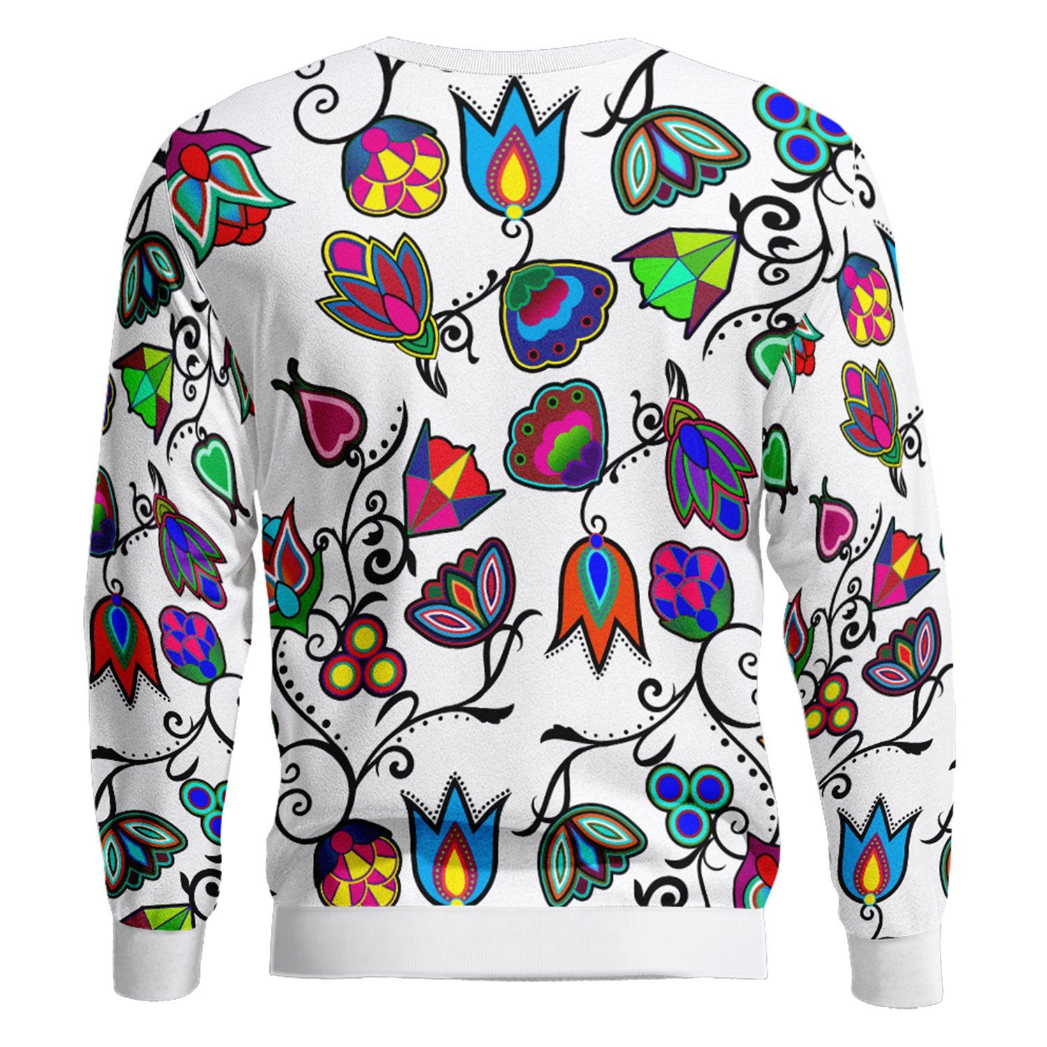 Indigenous Paisley White Unisex Crewneck Long Sleeve Top 49 Dzine 