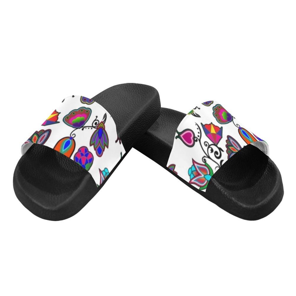 Indigenous Paisley White Women's Slide Sandals (Model 057) Women's Slide Sandals (057) e-joyer 