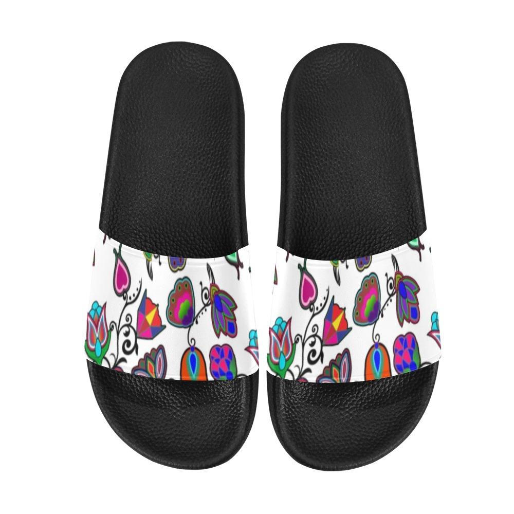 Indigenous Paisley White Women's Slide Sandals (Model 057) Women's Slide Sandals (057) e-joyer 