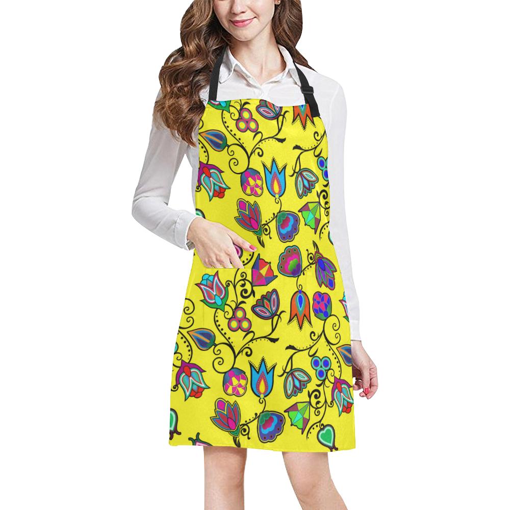 Indigenous Paisley Yellow All Over Print Apron All Over Print Apron e-joyer 