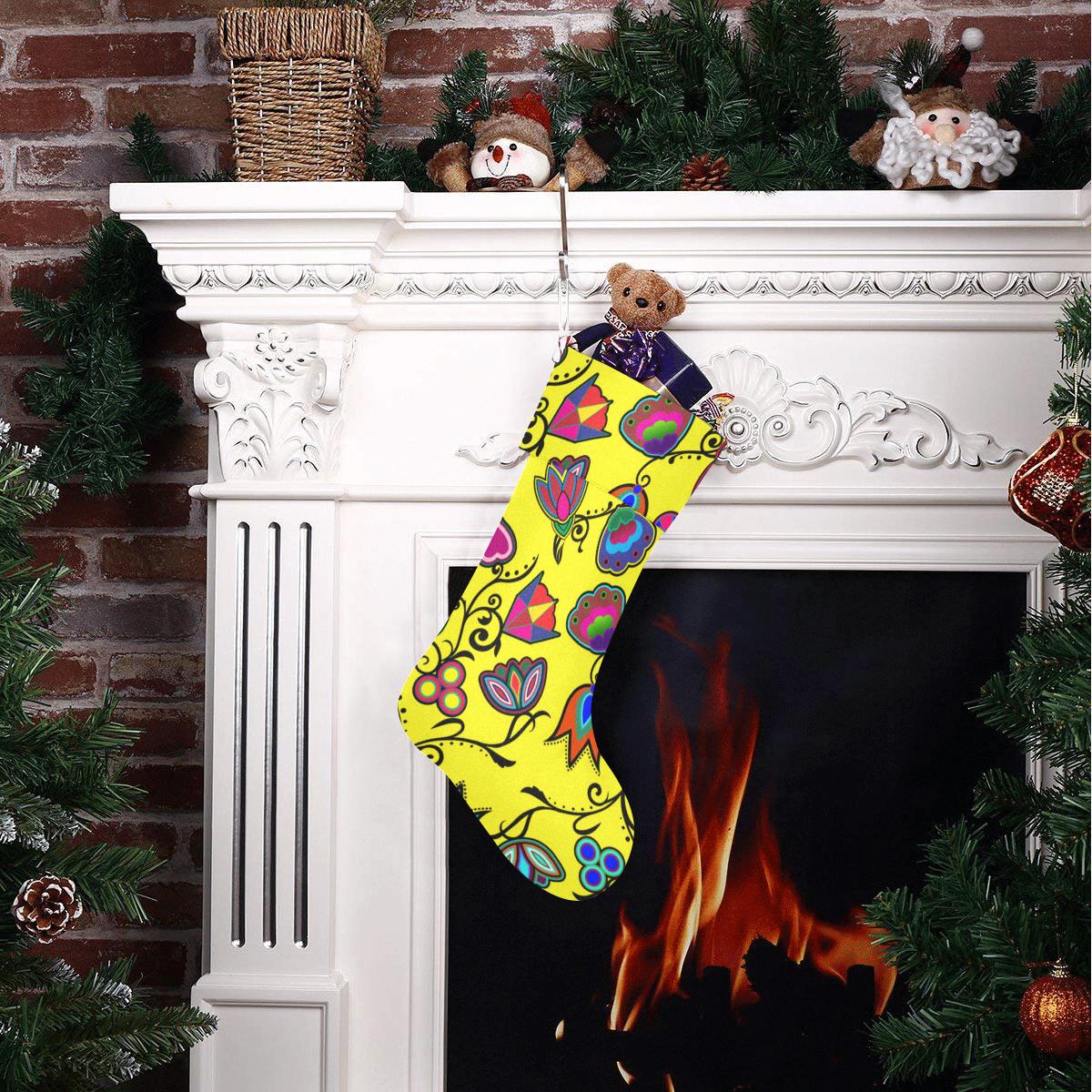 Indigenous Paisley Yellow Christmas Stocking holiday stocking e-joyer 