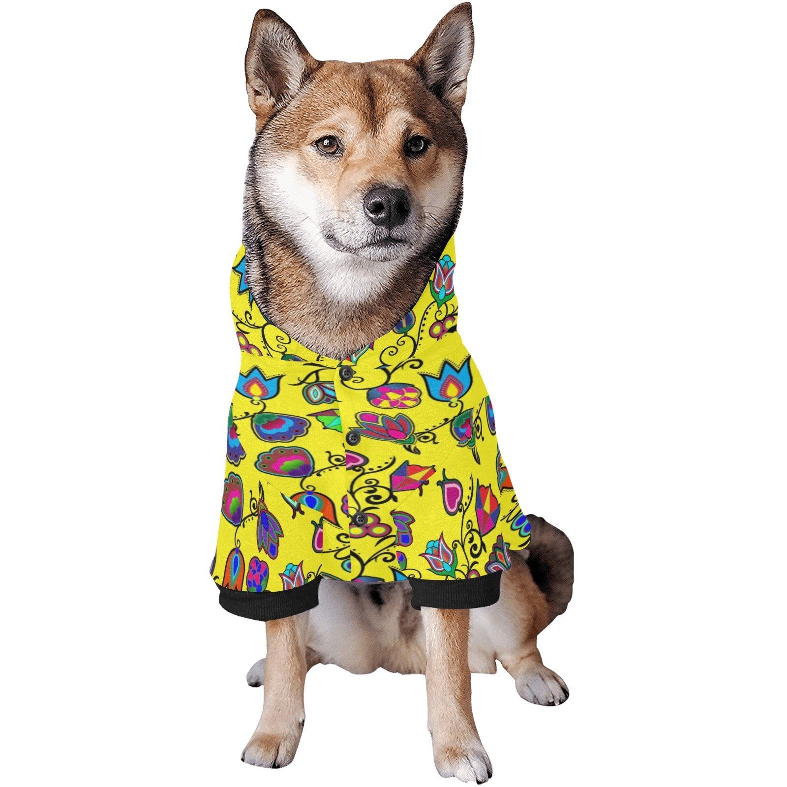 Indigenous Paisley Yellow Pet Dog Hoodie Pet Dog Hoodie e-joyer 